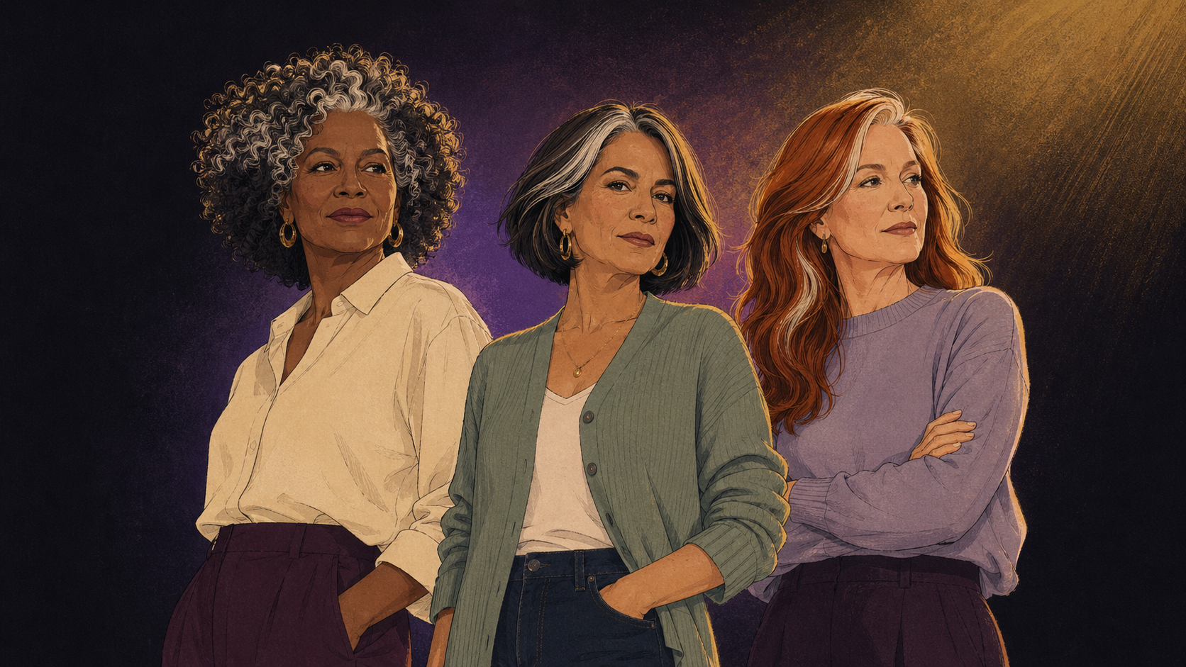 Three women in their late 40s and 50s